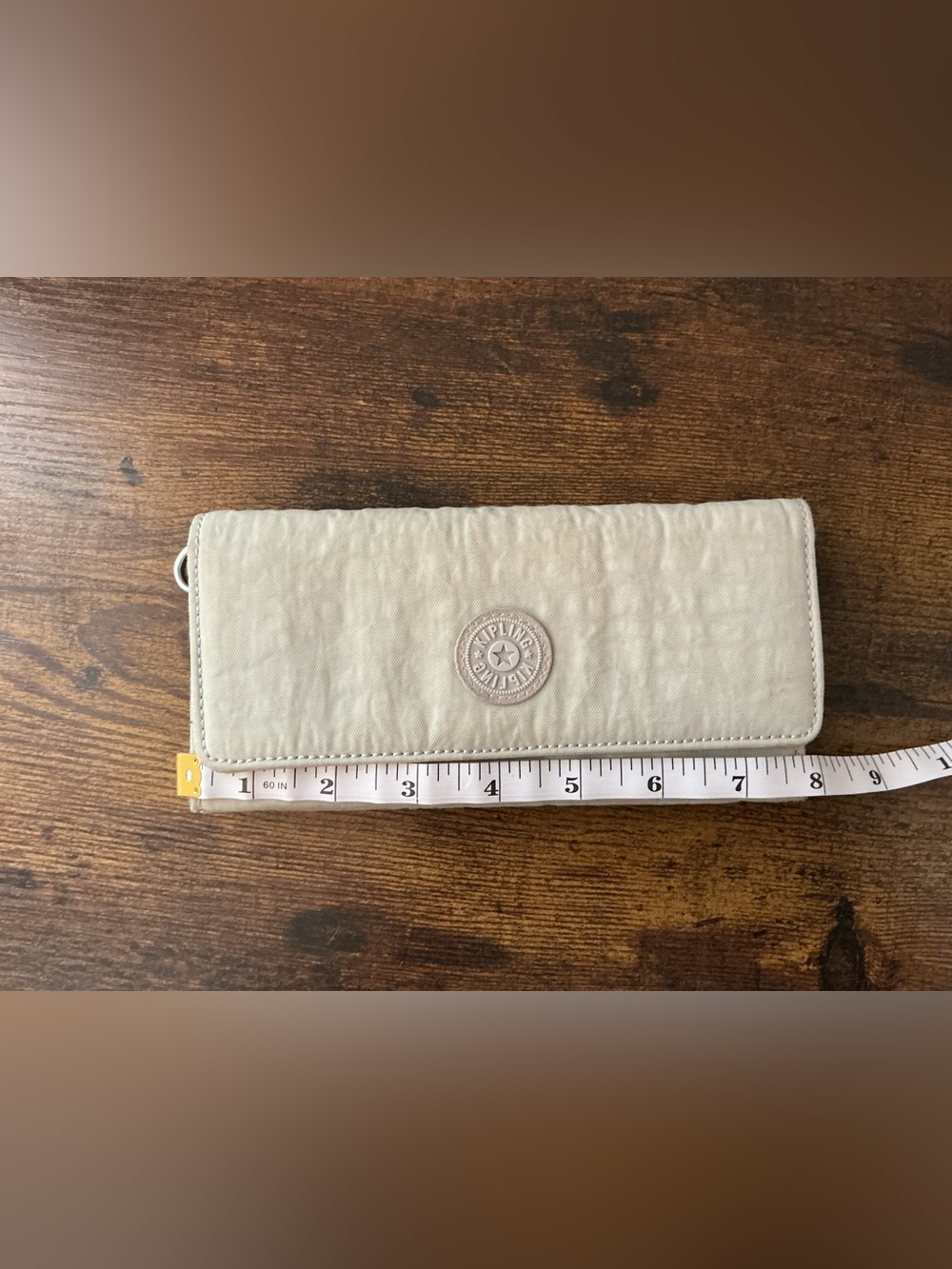 Kipling Light Beige Long Zip Card Holder Wallet